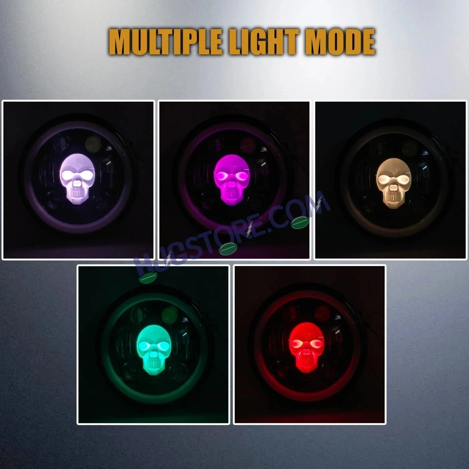 HJG 5.75 Inch Skull Multi DRL LED Headlight Assembly with Spotless and Bright DRL Fits in Harley Davidson, Jeep, Bajaj Avenger 5.75" (12V-80V DC 75W) LIU HJG 5.75 Inch Skull Multi DRL Headlight Assembly - HJGstore.com