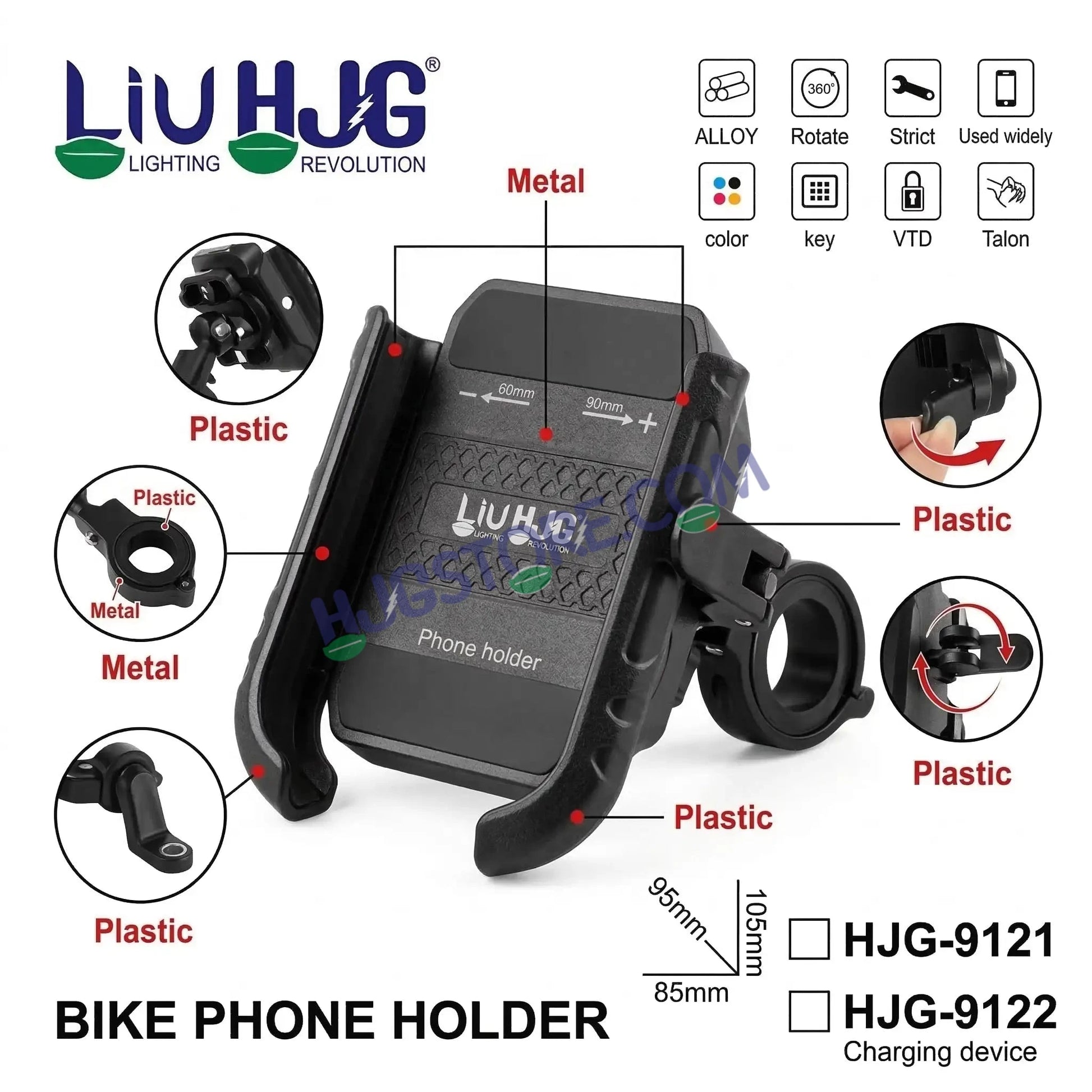 HJG New 9121 Metal Body Shockproof Mobile Holder with Jaw Grip Damper Anti Vibration for Bike, Two Wheelers Universal HJG Mobile Holder Pro Spider Anti-Shake Anti-Theft Zero Vibration Shockproof Mobile Holder 4 Vibration Proof Ball Joints LIU HJG Holder - HJGstore.com