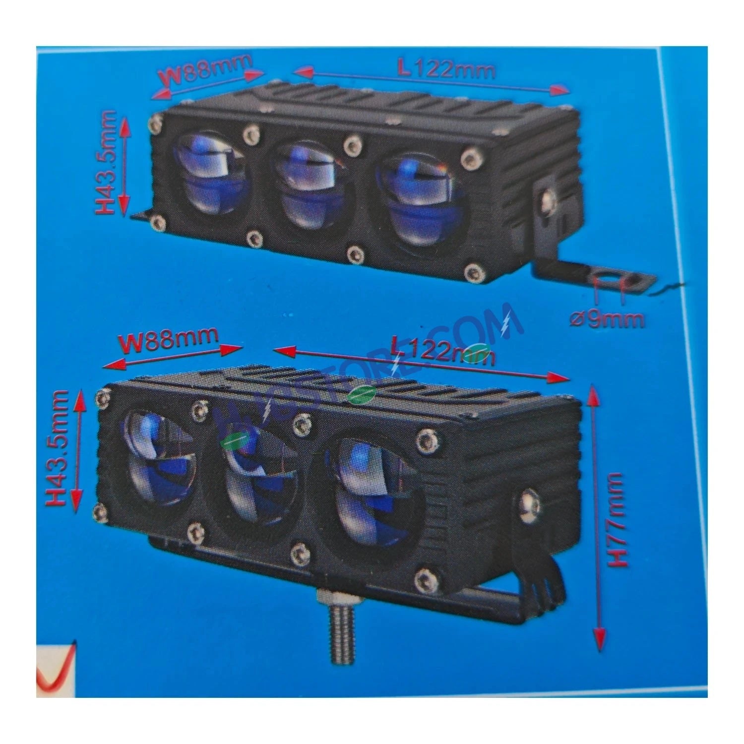 HJG Blaze 3 Lens Waymaker Pro 240W Blaze 3 Lens Foglight New Model LED Foglight with Laser Spot and Wide Spread Red/White/Yellow 240W Foglight Ultra Wide Dual Intensity LED Driving Fog Light 3000K/6500K Universal For All Cars & Bikes LIU HJG Blaze 3 Fog - HJGstore.com