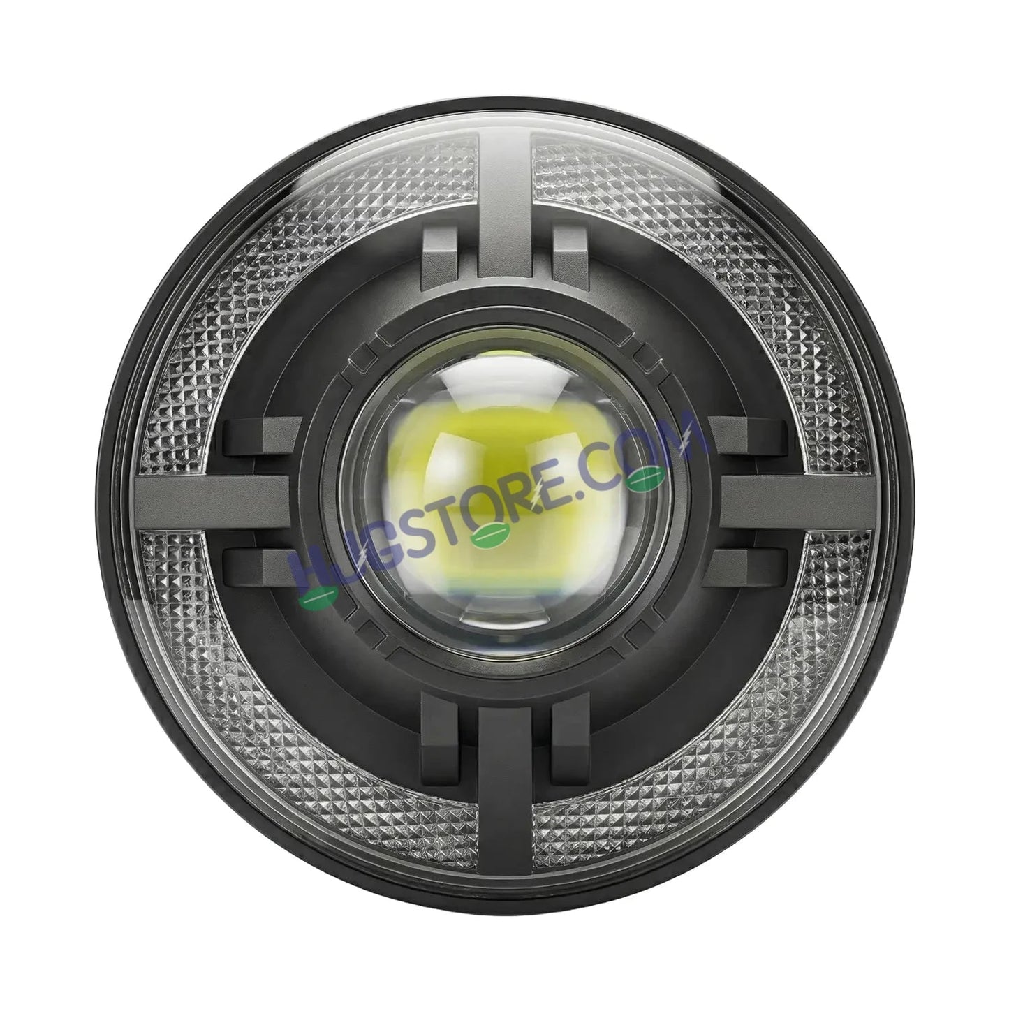 HJG C-318 Red Halo Ring 108W Projector Ultra Wide 7 Inch Headlight Assembly Devil Halo Ring C-318 White LED Headlight New Projector Headlight Assembly for Royal Enfield | 108W CREE/Osram LED Chip Multi DRL Compatible with Royal Enfield, Jeep, Thar, Gypsy - HJGstore.com
