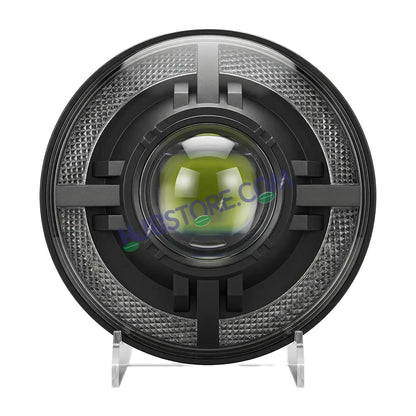 HJG C-318 Red Halo Ring 108W Projector Ultra Wide 7 Inch Headlight Assembly Devil Halo Ring C-318 White LED Headlight New Projector Headlight Assembly for Royal Enfield | 108W CREE/Osram LED Chip Multi DRL Compatible with Royal Enfield, Jeep, Thar, Gypsy - HJGstore.com