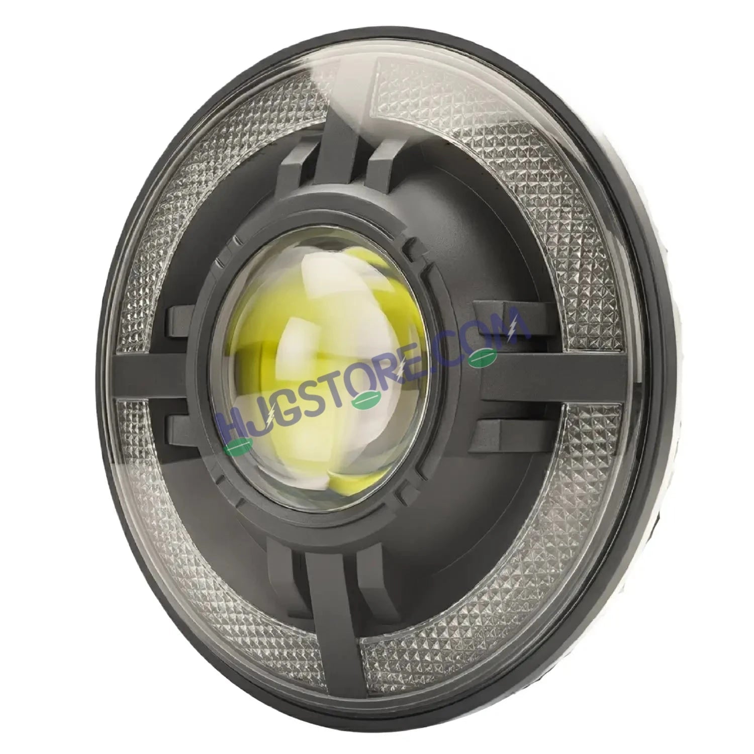 HJG C-318 Red Halo Ring 108W Projector Ultra Wide 7 Inch Headlight Assembly Devil Halo Ring C-318 White LED Headlight New Projector Headlight Assembly for Royal Enfield | 108W CREE/Osram LED Chip Multi DRL Compatible with Royal Enfield, Jeep, Thar, Gypsy - HJGstore.com