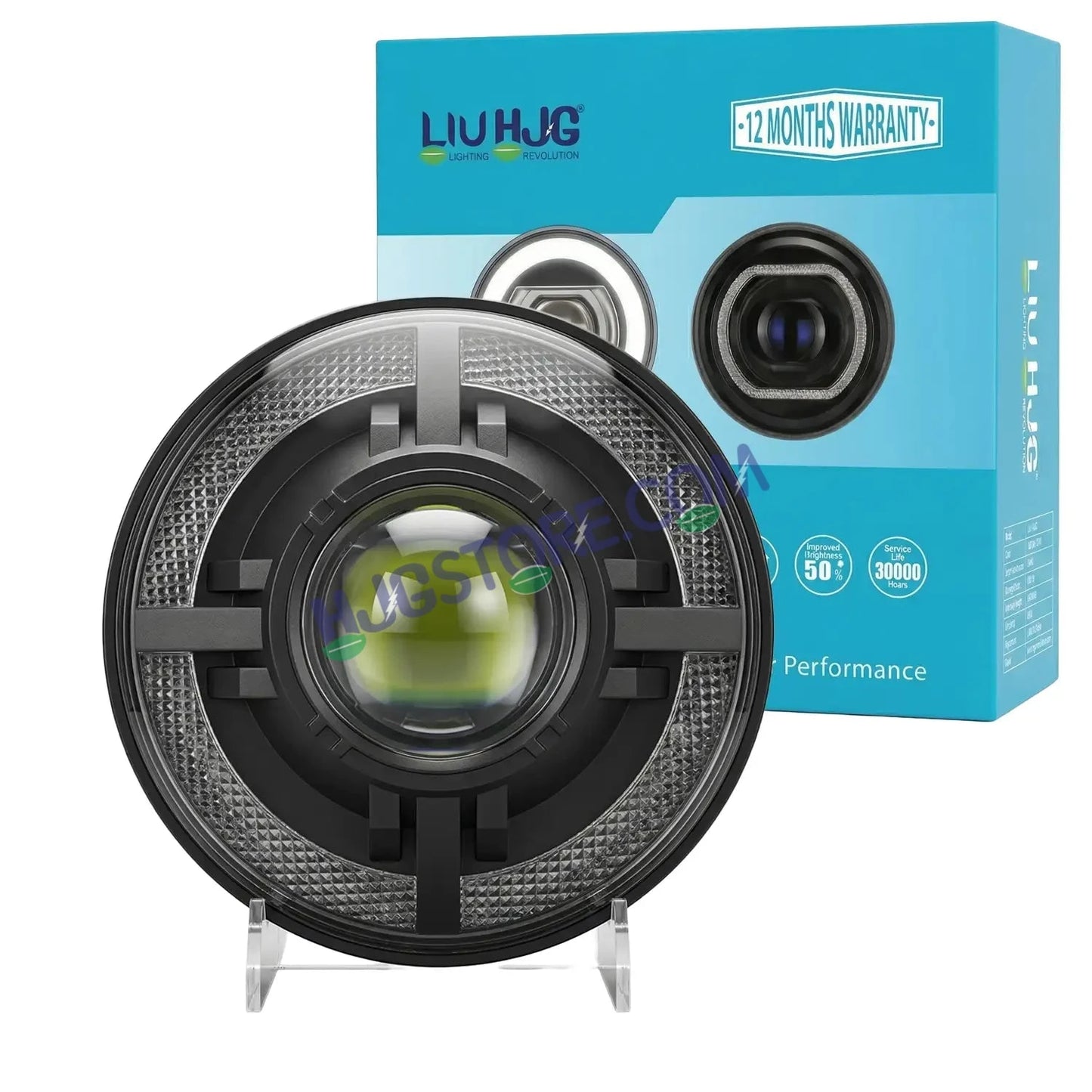 HJG C-318 Red Halo Ring 108W Projector Ultra Wide 7 Inch Headlight Assembly Devil Halo Ring C-318 White LED Headlight New Projector Headlight Assembly for Royal Enfield | 108W CREE/Osram LED Chip Multi DRL Compatible with Royal Enfield, Jeep, Thar, Gypsy - HJGstore.com