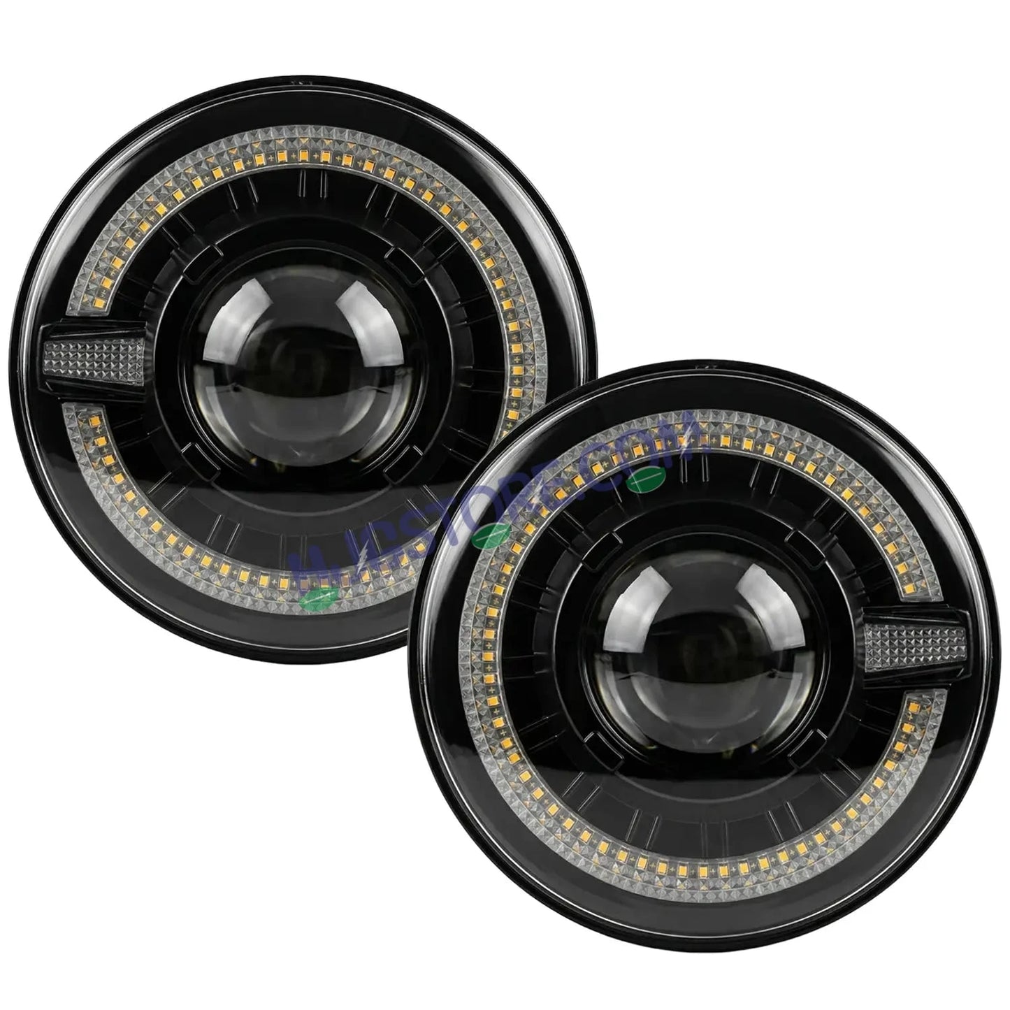 HJG C-320 7 Inch Headlight Set Pack of 2 108W Projector Ultra Wide 7 Inch Headlight Assembly 2pc C-320 Left Right White LED Headlight Projector Headlight Assembly | 108W CREE/Osram LED Chip Multi DRL Compatible with Jeep, Jimny, Thar, Gypsy - Set of 2, H4 - HJGstore.com