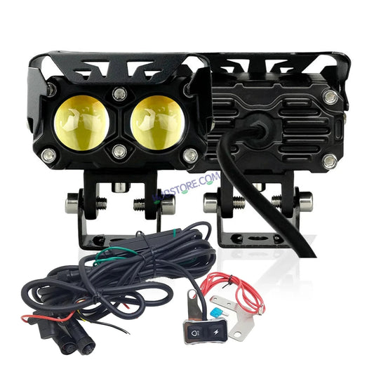 HJG Future Eyes 2 Lens with Wiring Kit Foglight 60W 2 Lens Future Eyes Fog Projector Lens 2pc Foglight White/Yellow/Flash Modes 60W Foglight LED Fog Lights White/Yellow/Flash (60W) Universal For All Cars Bikes LIU HJG Future Eyes 2 with Wiring Harness Kit - HJGstore.com