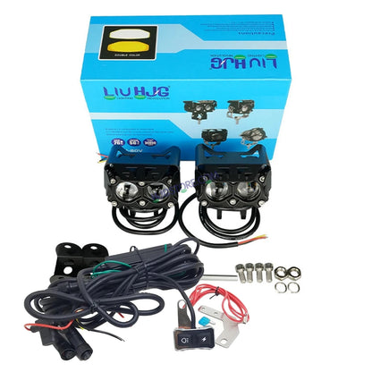 HJG Future Eyes 2 Lens with Wiring Kit Foglight 60W 2 Lens Future Eyes Fog Projector Lens 2pc Foglight White/Yellow/Flash Modes 60W Foglight LED Fog Lights White/Yellow/Flash (60W) Universal For All Cars Bikes LIU HJG Future Eyes 2 with Wiring Harness Kit - HJGstore.com