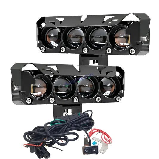 HJG LIU HJG Future Eyes 4 Lens Heavy with Remote Wiring Harness Kit 120W 4 Lens MEGA DRIVE Fog Light For Bike/Car/Thar/Jeep ( Cool White, 60W each * 2 = 120W Total ) - Pack of 2 HJG Future Eyes 4 Lens with Remote Wiring Harness Kit - HJGstore.com