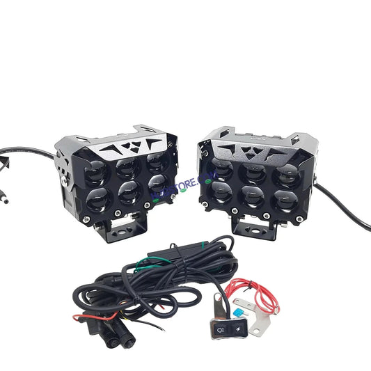 HJG Future Eyes 6 Box Fog 180W with Wiring Kit Future Eyes 6x6 Foglight with Wiring Kit MEGA DRIVE Fog Light For Bike/Car/Thar/Jeep ( Cool White, 90W each * 2 = 180W Total ) - Pack of 2 LIU HJG 180W 6x6 Fog Light with Wiring Harness Kit Combo - HJGstore.com