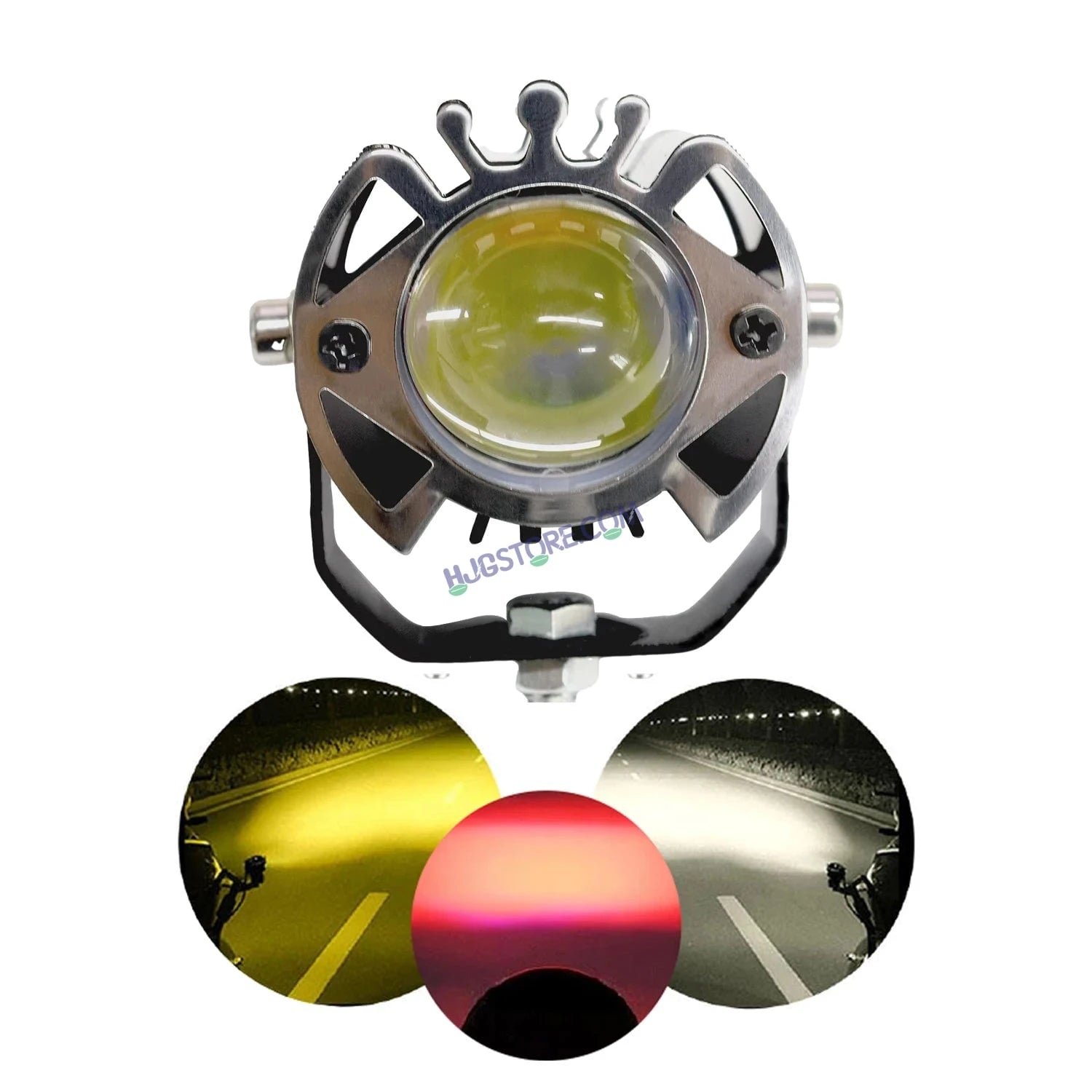 LIUHJG HJG ORIGINAL G16 30W Mini Drive Spotlight Yellow/White Motorcycle Mini Driving Fog Light 7500LM High/Low Beam Motorcycle Spot Light with Red DRL, White, Yellow (Pack of 1) G16 Single Pc - HJGstore.com