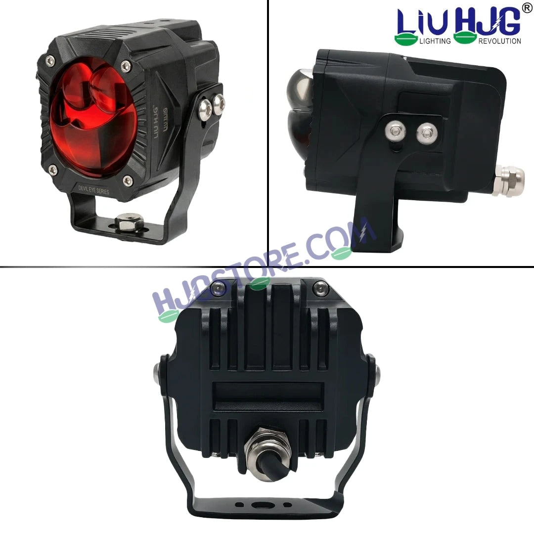 HJG Gorilla V2 Foglight Triple Lens 120W Gorilla V2 Tri Lens Fog New Model with Power Adaptor Ultra Wide Dual Intensity LED Driving Fog Lights White/Yellow/Red (2*60W = 120W Total) Universal For Cars & Bikes LIU HJG Gorilla V2 Projector Fog with Red DRL - HJGstore.com
