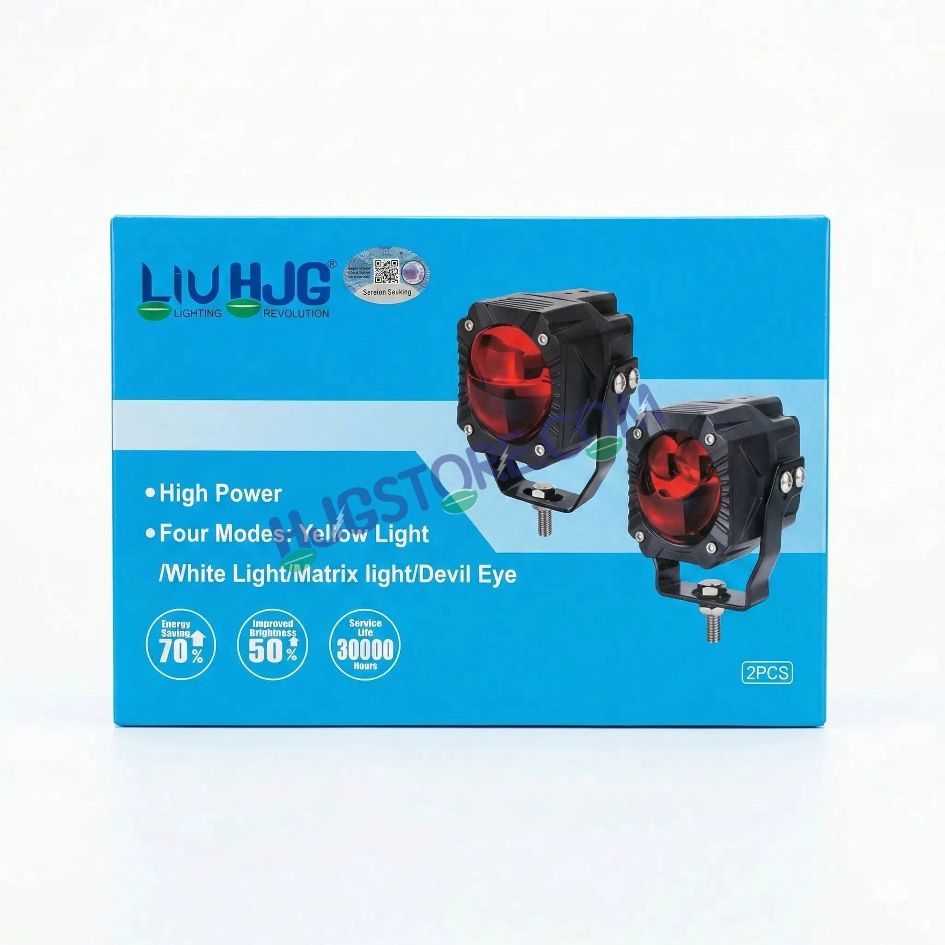 HJG Gorilla V2 Foglight Triple Lens 120W Gorilla V2 Tri Lens Fog New Model with Power Adaptor Ultra Wide Dual Intensity LED Driving Fog Lights White/Yellow/Red (2*60W = 120W Total) Universal For Cars & Bikes LIU HJG Gorilla V2 Projector Fog with Red DRL - HJGstore.com
