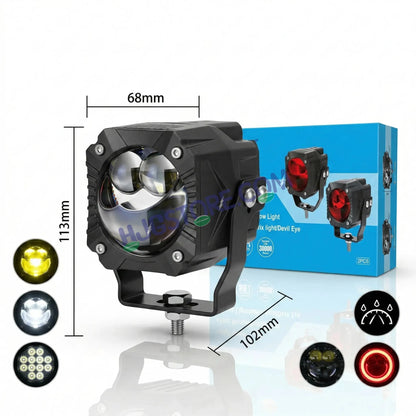 HJG Gorilla V2 Triple Lens Fog with Wiring Harness Kit 120W Gorilla Projector Foglight New Model with Wiring Foglight Ultra Wide Dual Intensity LED Driving Fog Lights White/Yellow 120W Universal For All Cars & Bikes LIU HJG Gorilla V2 Foglight Combo Kit - HJGstore.com