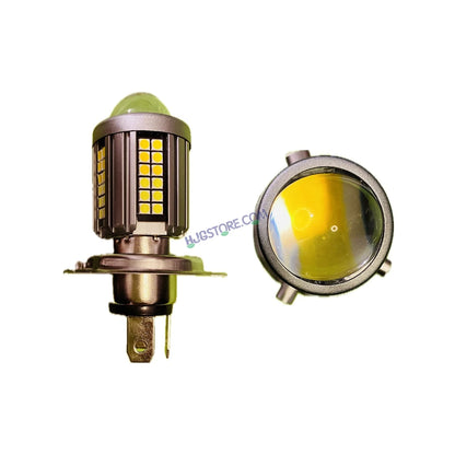 HJG H4 Lens New Model White Yellow LED Headlight Bulb H4 For All Motorcycles (Low and High Beam Bulbs (White) White Yellow 50W Lens) - Type H4 - HJGstore.com