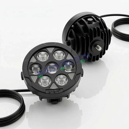 HJG New HP 111 140W 7-LED Projector Spread Spot Combo Auxiliary Fog Light Kit – Tri-Color Projector Middle 3 Lens Projector & 4 CREE LEDs with DRL & Adjustable Dimmer Control Wiring Harness, LIU HJG HP111 140W Foglight with Dimmer Controller Harness Kit - HJGstore.com
