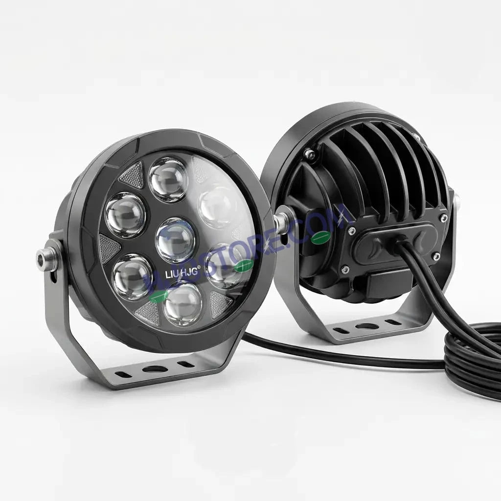 HJG New HP 111 140W 7-LED Projector Spread Spot Combo Auxiliary Fog Light Kit – Tri-Color Projector Middle 3 Lens Projector & 4 CREE LEDs with DRL & Adjustable Dimmer Control Wiring Harness, LIU HJG HP111 140W Foglight with Dimmer Controller Harness Kit - HJGstore.com