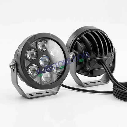 HJG New HP 111 140W 7-LED Projector Spread Spot Combo Auxiliary Fog Light Kit – Tri-Color Projector Middle 3 Lens Projector & 4 CREE LEDs with DRL & Adjustable Dimmer Control Wiring Harness, LIU HJG HP111 140W Foglight with Dimmer Controller Harness Kit - HJGstore.com