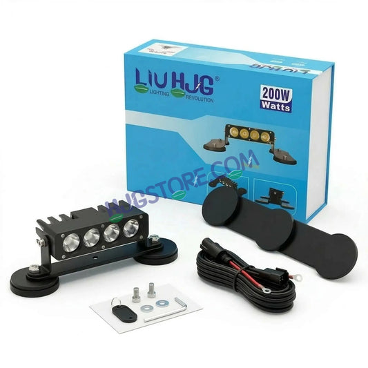 HJG Hammer 4 Magnetic Bolt On Foglight for Car/SUV/Truck Quad 4 Lens 200W Foglight White/Yellow Hi/Lo Spot Spread Combo Foglight Ultra Wide Dual Beam LED Fog Lights White/Yellow Hi/Lo Universal For All Cars & Bikes LIU HJG Hammer 4 200W Magnetic Foglight - HJGstore.com