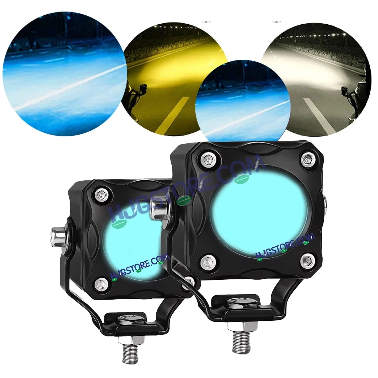 HJG Ice Blue Mini Cube Foglight 40W New Model Projector Foglight Ice Blue DRL/White/Yellow Ultra Wide Dual Intensity 40W LED Fog Lights White/Yellow/Ice Blue DRL Universal For All Cars & Bikes LIU HJG Ice Blue Cube Mini Cube Foglight 40W, Set of 2 - HJGstore.com