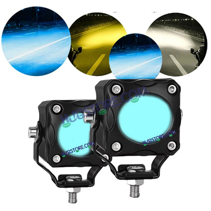 HJG Ice Blue Mini Cube Foglight 40W New Model Projector Foglight Ice Blue DRL/White/Yellow Ultra Wide Dual Intensity 40W LED Fog Lights White/Yellow/Ice Blue DRL Universal For All Cars & Bikes LIU HJG Ice Blue Cube Mini Cube Foglight 40W, Set of 2 - HJGstore.com