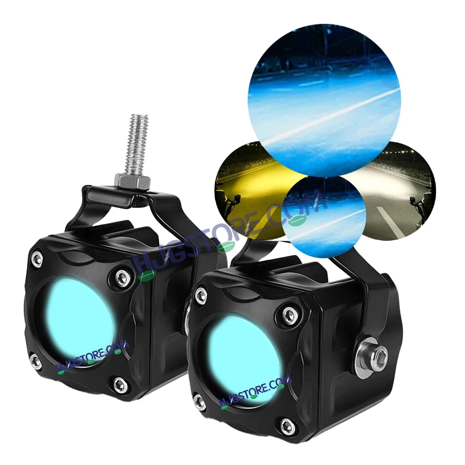 HJG Ice Blue Mini Cube Foglight 40W New Model Projector Foglight Ice Blue DRL/White/Yellow Ultra Wide Dual Intensity 40W LED Fog Lights White/Yellow/Ice Blue DRL Universal For All Cars & Bikes LIU HJG Ice Blue Cube Mini Cube Foglight 40W, Set of 2 - HJGstore.com