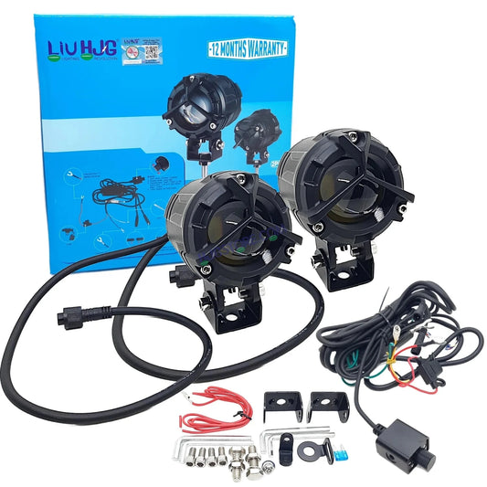 LIUHJG LIU HJG Mercedes Y Lens Foglight with Dimmer Controller Wiring Harness Kit Ultra Wide Dual Intensity LED Driving Fog Lights White/Yellow (2*45W = 90W Total) Universal For All Cars & Bikes with Brightness Controller Switch - HJGstore.com