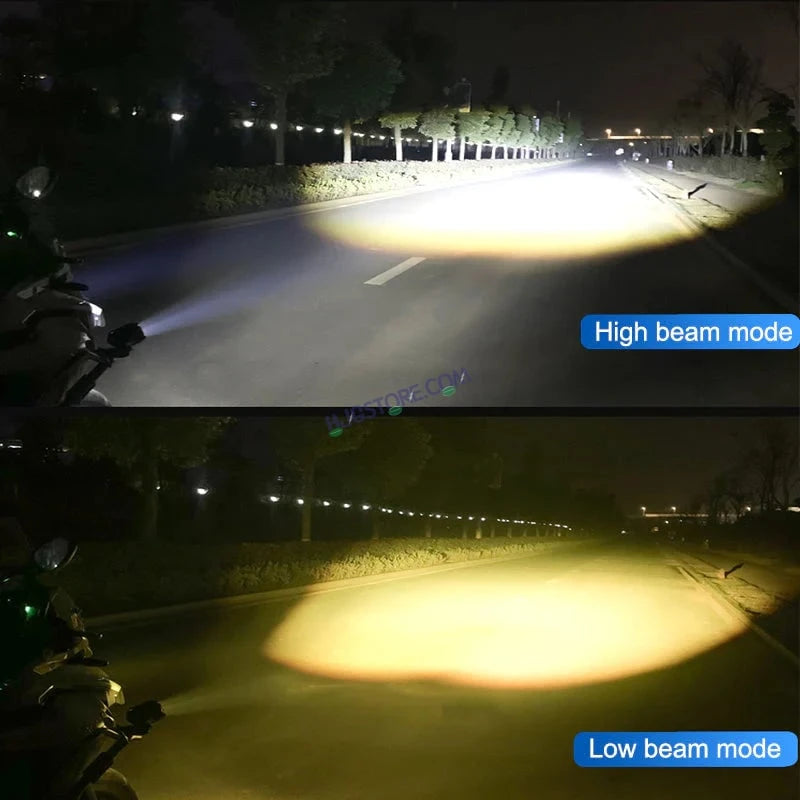LIUHJG LIU HJG Mercedes Y Lens Foglight with Dimmer Controller Wiring Harness Kit Ultra Wide Dual Intensity LED Driving Fog Lights White/Yellow (2*45W = 90W Total) Universal For All Cars & Bikes with Brightness Controller Switch - HJGstore.com