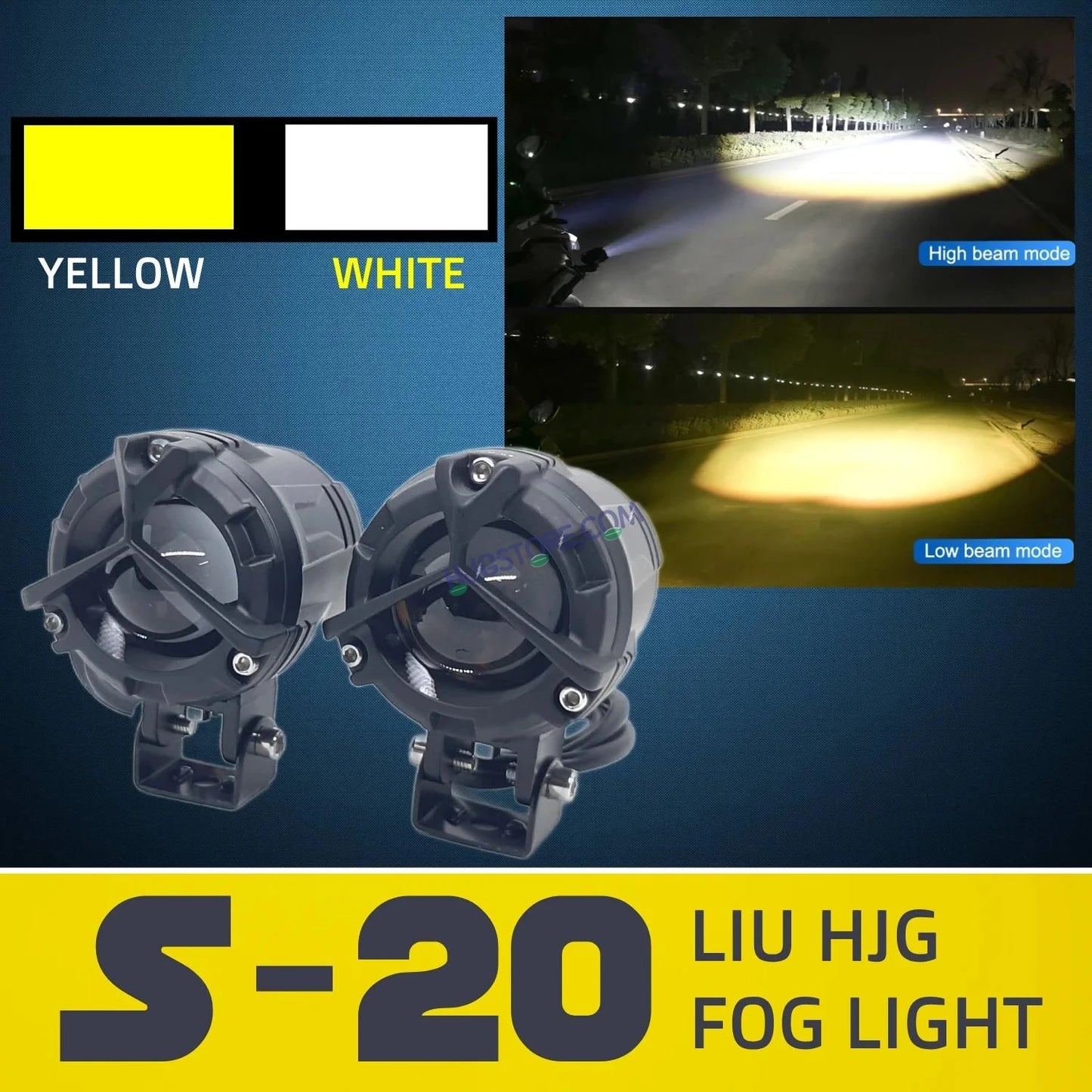 LIUHJG LIU HJG Mercedes Y Lens Foglight with Dimmer Controller Wiring Harness Kit Ultra Wide Dual Intensity LED Driving Fog Lights White/Yellow (2*45W = 90W Total) Universal For All Cars & Bikes with Brightness Controller Switch - HJGstore.com