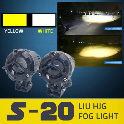 LIUHJG LIU HJG Mercedes Y Lens Foglight with Dimmer Controller Wiring Harness Kit Ultra Wide Dual Intensity LED Driving Fog Lights White/Yellow (2*45W = 90W Total) Universal For All Cars & Bikes with Brightness Controller Switch - HJGstore.com
