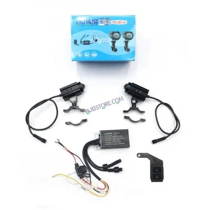 HJG Remote Mini Drive Lens Foglight with Remote Wiring Harness Kit Ultra Wide Dual Intensity LED Driving Fog Lights White/Yellow Universal For All Cars & Bikes With Wiring Harness Kit - HJGstore.com