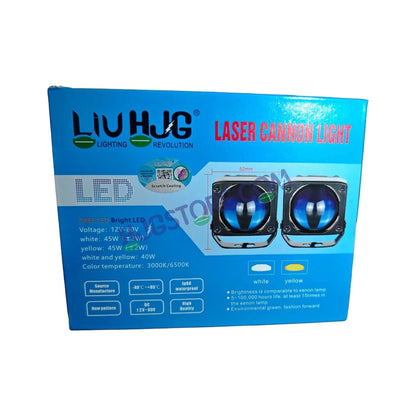 HJG Mini Laser Cannon Foglight 300 Meters Laser Focus Projector Fog Projector Lens with 300 Meters Projection Distance 80W Foglight Ultra Wide Dual Intensity LED Fog Lights White/Yellow Universal For All Cars & Bikes LIU HJG Mini Laser Cannon Foglight 2pc - HJGstore.com