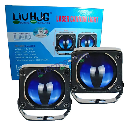 HJG Mini Laser Cannon Foglight 300 Meters Laser Focus Projector Fog Projector Lens with 300 Meters Projection Distance 80W Foglight Ultra Wide Dual Intensity LED Fog Lights White/Yellow Universal For All Cars & Bikes LIU HJG Mini Laser Cannon Foglight 2pc - HJGstore.com