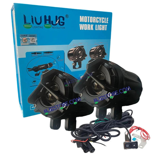 HJG Mini Mercedes Y Lens with Cooling Fan with Wiring Harness Kit 80W Foglight Ultra Wide Dual Intensity LED Driving Fog Lights White (2*40W = 80W Total) Universal For All Cars & Bikes LIU HJG Mini Mercedes Y Lens 80W with Cooling Fan and Wiring Kit - HJGstore.com