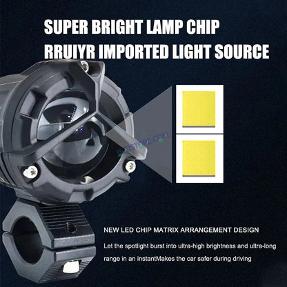 HJG Mini Mercedes Y Lens with Cooling Fan with Wiring Harness Kit 80W Foglight Ultra Wide Dual Intensity LED Driving Fog Lights White (2*40W = 80W Total) Universal For All Cars & Bikes LIU HJG Mini Mercedes Y Lens 80W with Cooling Fan and Wiring Kit - HJGstore.com