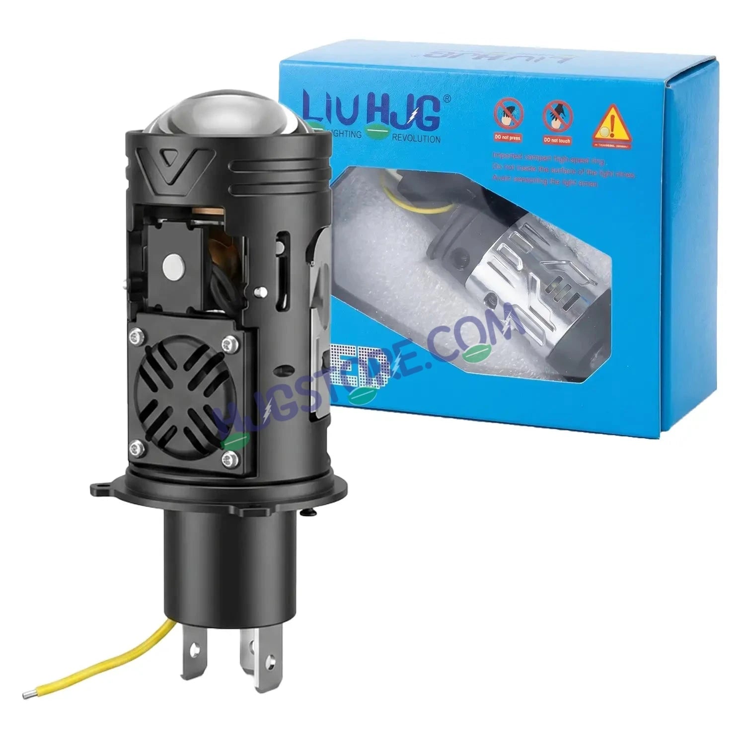 HJG N18 Laser Focus Projector Bulb 50W H4 Socket | White Low Beam & White with Yellow Hyper Focus Laser High Beam | Red Devil DRL Mode | Built-in Cooling Fan | Universal Headlight for Bikes and Cars LIU HJG N18 Laser Hyper Focus H4 Bulb - HJGstore.com