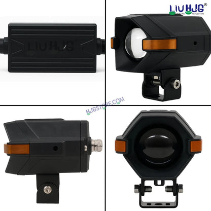 HJG NightBreaker Spaceship P97 Dual Projector Lens Foglight 100W Dual Lens Projector Lens Fog Light 100W Foglight Ultra Wide Dual Intensity LED Fog Lights White/Yellow Universal For All Cars & Bikes with Hazard Indicator LIU HJG P97 Foglight Red Amber DRL - HJGstore.com