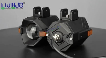 HJG NightBreaker Spaceship P97 Dual Projector Lens Foglight 100W Dual Lens Projector Lens Fog Light 100W Foglight Ultra Wide Dual Intensity LED Fog Lights White/Yellow Universal For All Cars & Bikes with Hazard Indicator LIU HJG P97 Foglight Red Amber DRL - HJGstore.com