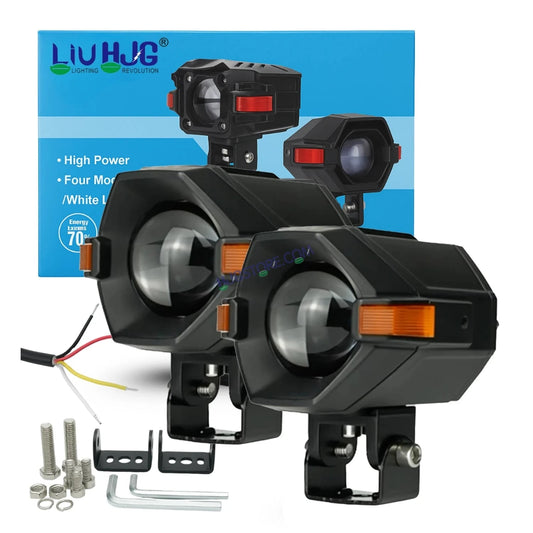 HJG NightBreaker Spaceship P97 Dual Projector Lens Foglight 100W Dual Lens Projector Lens Fog Light 100W Foglight Ultra Wide Dual Intensity LED Fog Lights White/Yellow Universal For All Cars & Bikes with Hazard Indicator LIU HJG P97 Foglight Red Amber DRL - HJGstore.com