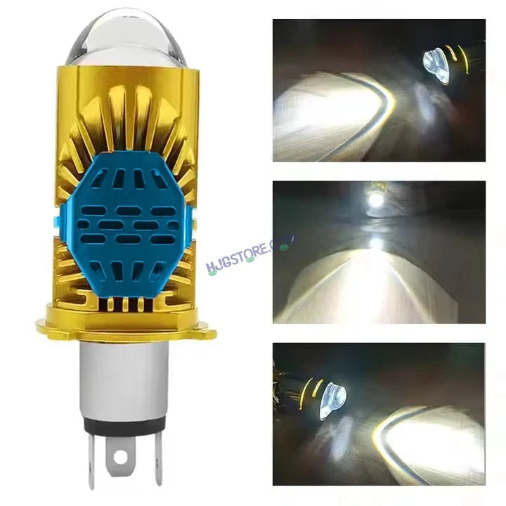 HJG RTD Lens H4 New Model White Low Beam White High Beam RTD Lens Dual Projector Lens H4 LED Bulb 50W HJG Projector Light H4 LED Mini Projector Lens with Fan Bulb 5000LM Conversion Kit Hi/Lo Beam Headlight 12V/24V for Motorcycle/Car, Set of 1, White Hi/Lo - HJGstore.com