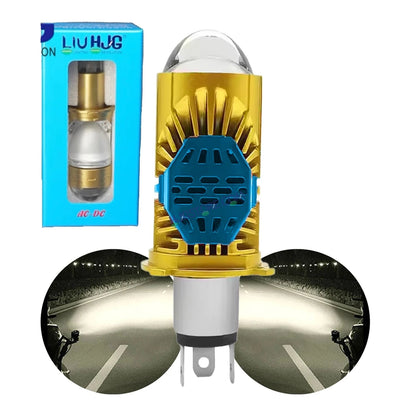 HJG RTD Lens H4 New Model White Low Beam White High Beam RTD Lens Dual Projector Lens H4 LED Bulb 50W HJG Projector Light H4 LED Mini Projector Lens with Fan Bulb 5000LM Conversion Kit Hi/Lo Beam Headlight 12V/24V for Motorcycle/Car, Set of 1, White Hi/Lo - HJGstore.com