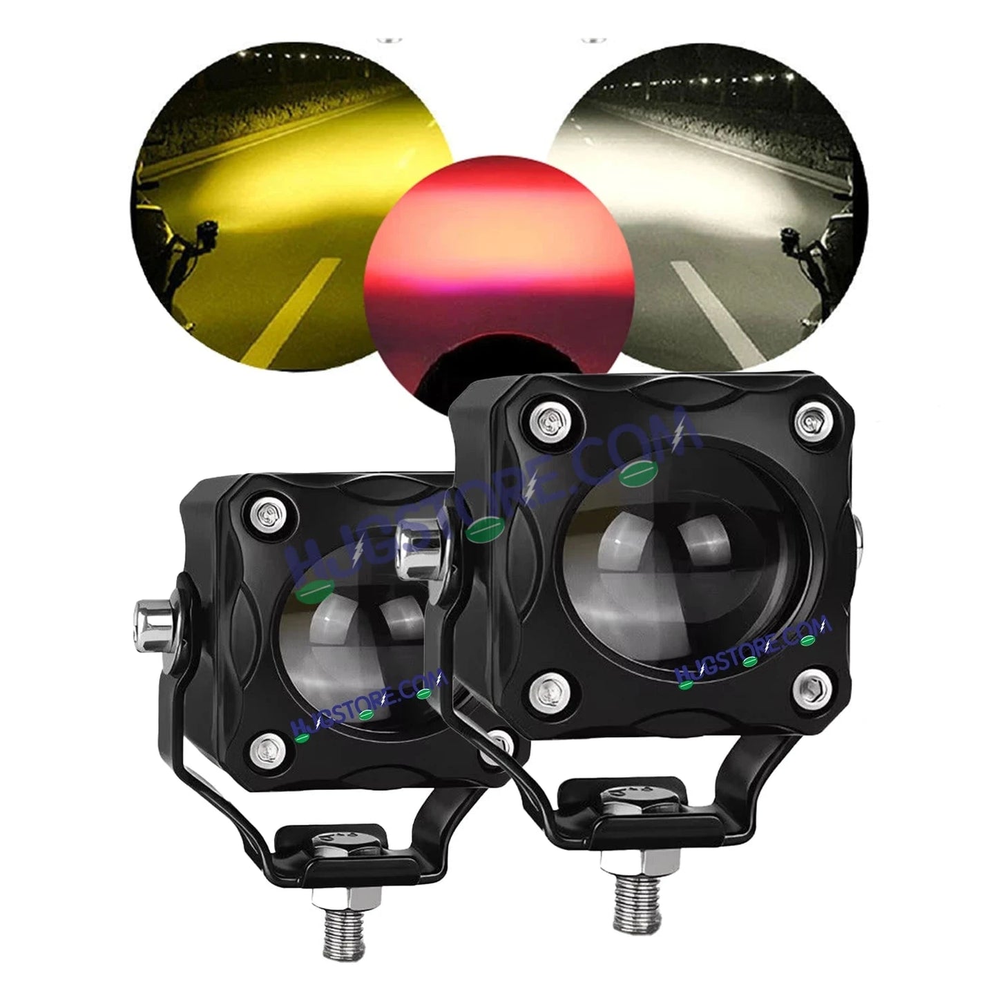 HJG Red Devil Mini Cube Foglight 40W New Model Projector Foglight Red Devil DRL/White/Yellow Ultra Wide Dual Intensity 40W LED Fog Lights White/Yellow/Red Devil DRL Universal For All Cars & Bikes LIU HJG Red Devil Cube Mini Cube Foglight 40W, Set of 2 - HJGstore.com