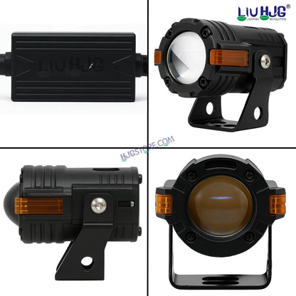 HJG S-82 Foglight Projector Lens Foglight 80W with Hazard Indicator Projector Lens Fog Light 80W Foglight Ultra Wide Dual Intensity LED Fog Lights White/Yellow Universal For All Cars & Bikes with Hazard Indicator LIU HJG S-82 Foglight with Red Amber DRL - HJGstore.com