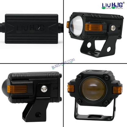 HJG S-83 Foglight Projector Lens Foglight 80W with Hazard Indicator Projector Lens Fog Light 80W Foglight Ultra Wide Dual Intensity LED Fog Lights White/Yellow Universal For All Cars & Bikes with Hazard Indicator LIU HJG S-83 Foglight with Red Amber DRL - HJGstore.com