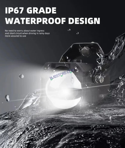 HJG Laser Cannon Foglight 500 Meters Laser Focus Projector Fog Projector Lens with 300 Meters Low Beam 500 Meters High Beam 80W Foglight Ultra Wide Dual Intensity LED Fog Lights White/Yellow Universal For All Cars & Bikes LIU HJG Laser Cannon Foglight 2pc - HJGstore.com