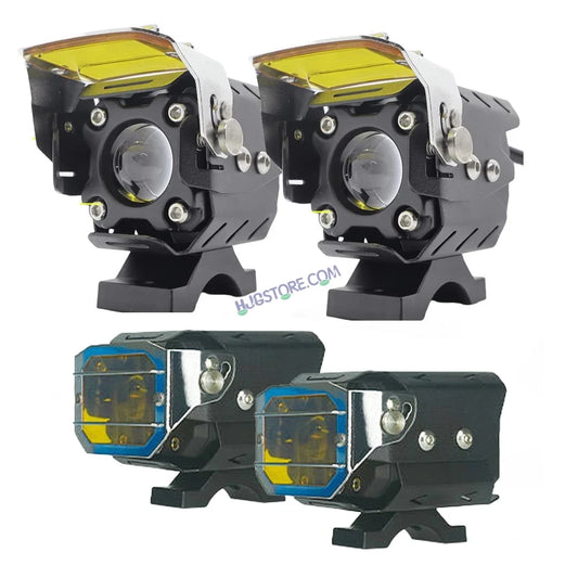 HJG Transformer 1 LED Projector Foglight 100W with Fixed Yellow Filter Cap Wide Spread White/Yellow 100W 2pc Foglight Ultra Wide Dual Intensity LED Driving Fog Lights 3000K/4300K Universal For All Cars & Bikes LIU HJG Transformer 1 LED Foglight, Pack of 2 - HJGstore.com