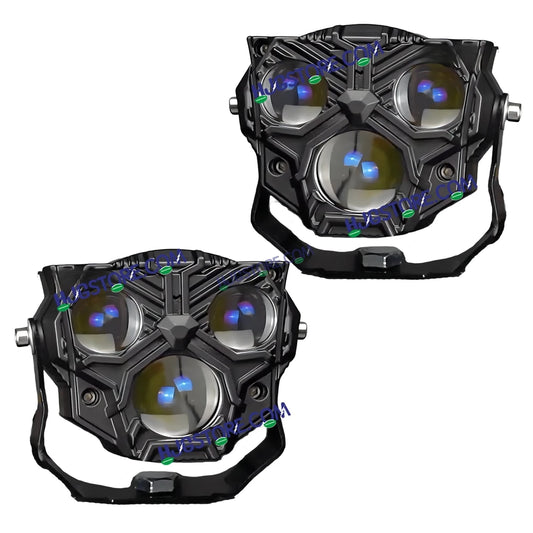HJG Transformer 3 Projector Foglight 100W with Wide Spread Red DRL/White/Yellow/Warm White Light 100W 2pc Foglight Ultra Wide Dual Intensity LED Driving Fog Lights 3000K/4300K/6500K Universal For All Cars & Bikes LIU HJG Transformer 3 Foglight, Pack of 2 - HJGstore.com