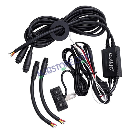 HJG Premium 3 Pin 120W Wiring Harness Kit with Backlight Switch & Flashing Mode | Waterproof Coupler-to-Coupler Fitting for Fog & Auxiliary Lights | Universal Fit for Motorcycles, Cars, SUVs & ATVs, Included Couplers for Coupler to Coupler Fitting - HJGstore.com