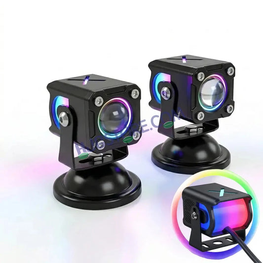 HJG X Drive Mini RGB Foglights with RGB Backlit DRL 40W Fog Light 4000LM Dual Color (3000K Yellow/6000K White) Projector Driving Lamp | Dynamic RGB Backlit DRL (8 Modes) | Wide Beam Auxiliary Light with Inline Ballast for Bike & SUV LIU HJG X Drive - HJGstore.com