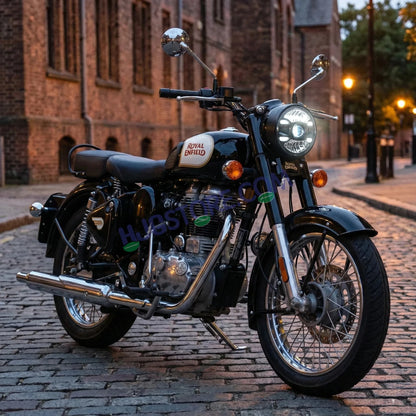 HJG New 4 Dot DRL 100W Projector Ultra Wide 7 Inch Headlight Assembly C-188 White LED Headlight New Model Projector Headlight Assembly for Royal Enfield | 100W CREE/Osram LED Chip Multi color White/Yellow Compatible with Royal Enfield, Jeep, Thar, Gypsy - HJGstore.com