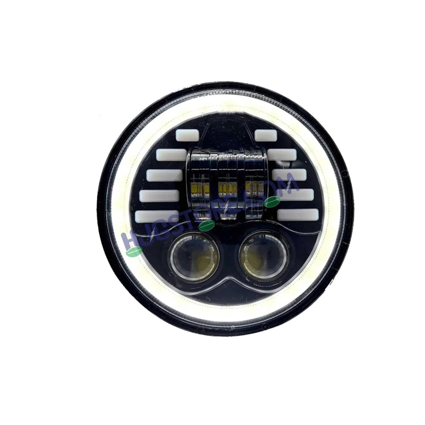 HJG 5.75 Inch Round Running Indicator DRL LED Headlight with Spotless and Bright DRL Fits in Harley Davidson, Jeep, Bajaj Avenger 5.75" (12V-80V DC 75W) - HJGstore.com