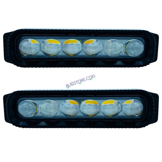 HJG New 6 LED Sleek 2pc Projector Fog Light with Adaptor 100W 20000 Lumens Fog Light 6 LED 2pc Foglight Spot Light Fog 100W White/Yellow Ultra Wide Dual Intensity LED Fog Lights 6 LED Fog (100W) Universal For All Cars & Bikes LIU HJG 6 LED Sleek 100W 2pc - HJGstore.com